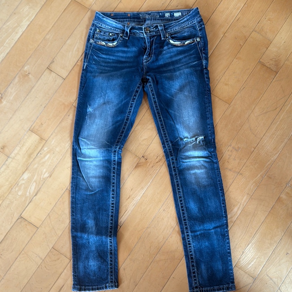 Miss Me Blue Skinny Jeans with Distressed Details